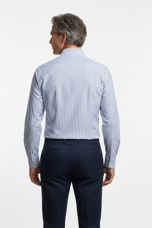 Cămașă Bărbați Alb-Albastru în Dungi – 97% Bumbac
