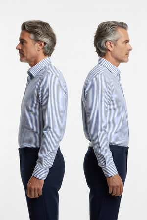 Cămașă Bărbați Alb-Albastru în Dungi – 97% Bumbac