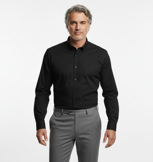 Cămașă Bărbați Neagră – Bumbac Elastic