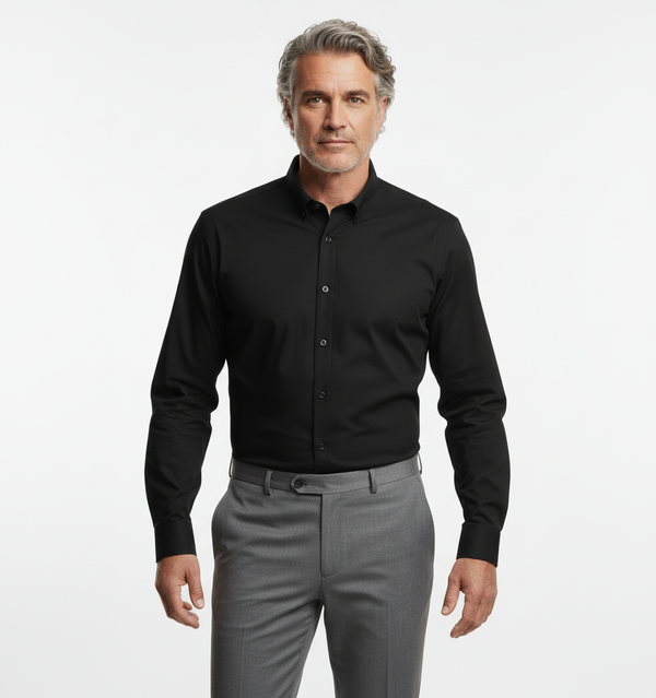 Cămașă Bărbați Neagră – Bumbac Elastic