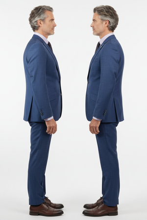 Costum Clasic din Lână Premium - Bleumarin Texturat 6AM99741