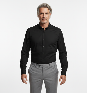 Cămașă Bărbați Neagră – Bumbac Elastic