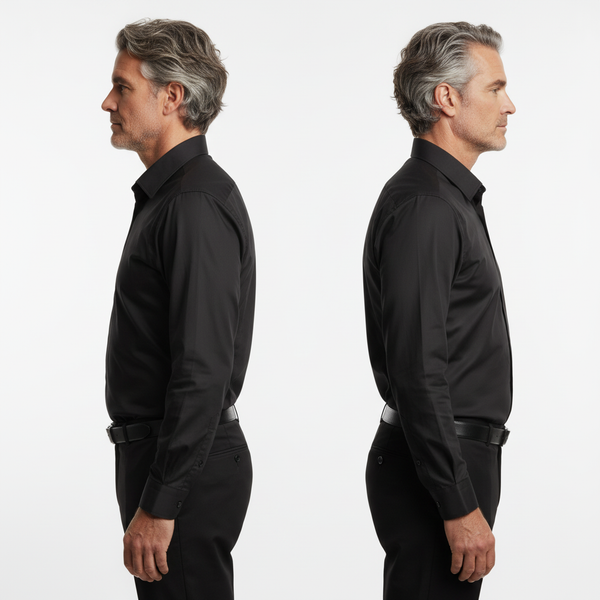 Cămașă Bărbați Neagră din Bumbac cu Nasturi Acoperiți