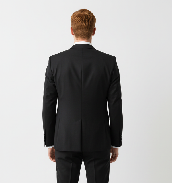 Costum Clasic din Lână Fină în Trei Piese - Negru 6AM310