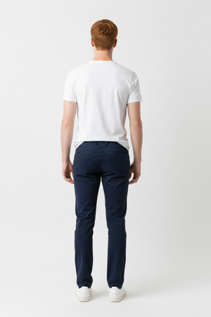 Pantaloni Bărbați Chinos Bleumarin din Bumbac Slim Fit 6AM