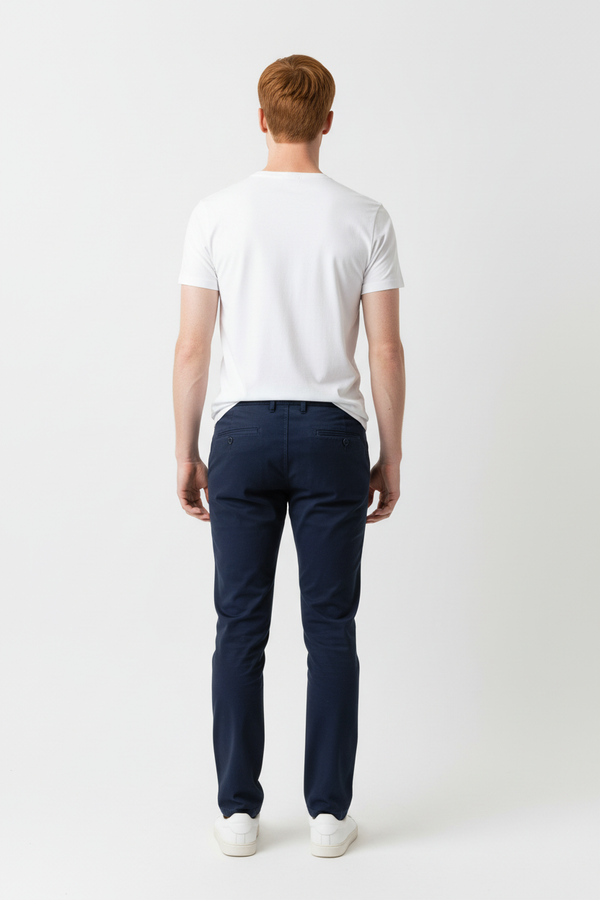 Pantaloni Bărbați Chinos Bleumarin din Bumbac Slim Fit 6AM