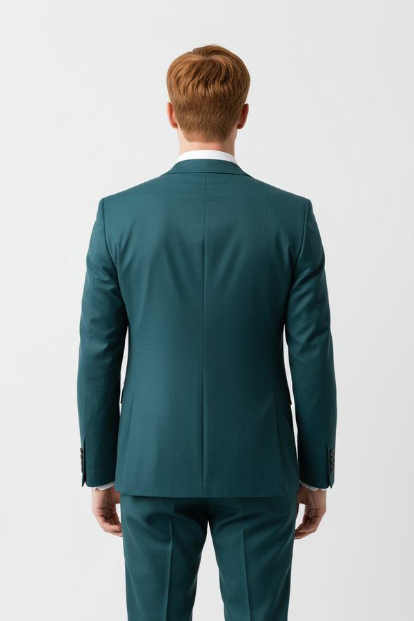 Costum Clasic din Lână în Trei Piese - Turquoise 6AMA163