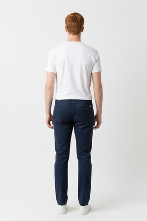 Pantaloni Bărbați Chinos Bleumarin din Bumbac Slim Fit 6AM