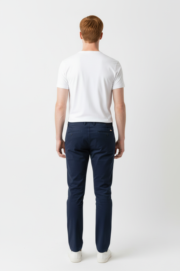 Pantaloni Bărbați Chinos Bleumarin din Bumbac Slim Fit 6AM