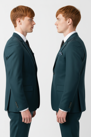 Costum Clasic din Lână în Trei Piese - Turquoise 6AMA163