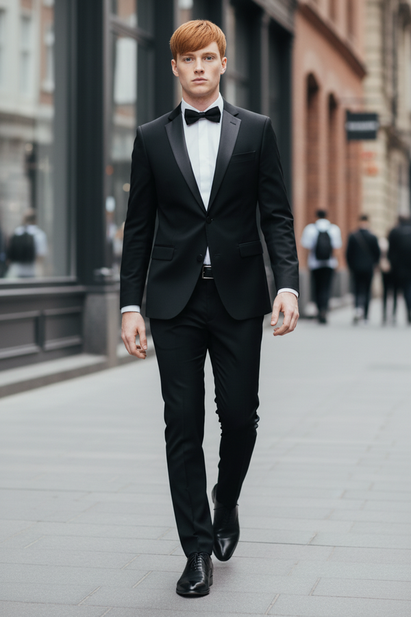 Costum Clasic din Lână Fină în Trei Piese - Negru 6AM310