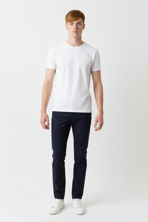 Pantaloni Bărbați Chinos Bleumarin din Bumbac Slim Fit 6AM