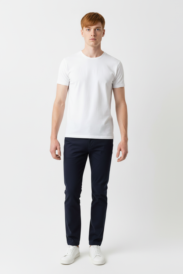 Pantaloni Bărbați Chinos Bleumarin din Bumbac Slim Fit 6AM