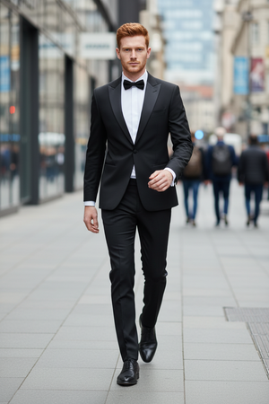 Smoking cu Rever Satinat Negru 310