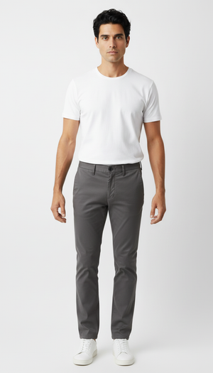 Pantaloni Bărbați Chinos Gri din Bumbac Slim Fit 6AM