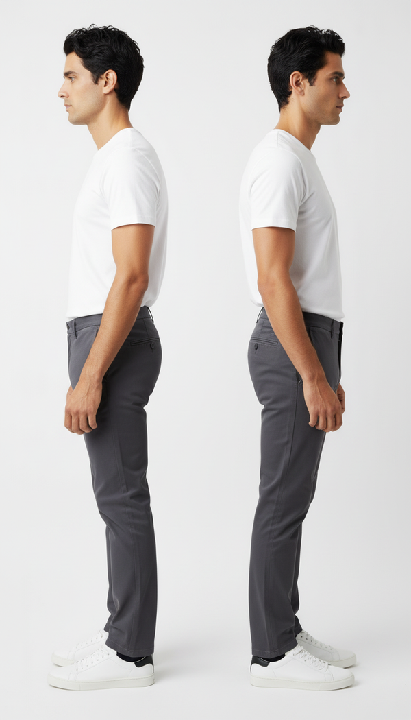 Pantaloni Bărbați Chinos Gri din Bumbac Slim Fit 6AM