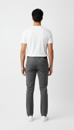 Pantaloni Bărbați Chinos Gri din Bumbac Slim Fit 6AM