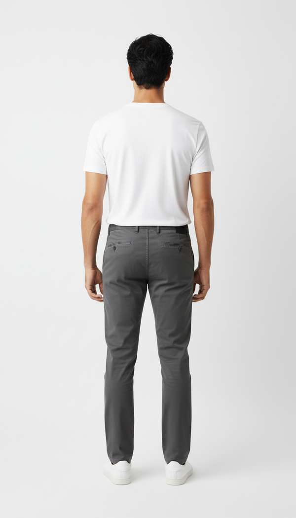 Pantaloni Bărbați Chinos Gri din Bumbac Slim Fit 6AM