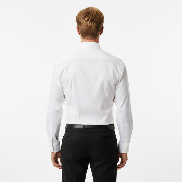 Cămașă Bărbați Albă Elegantă – Bumbac Elastic