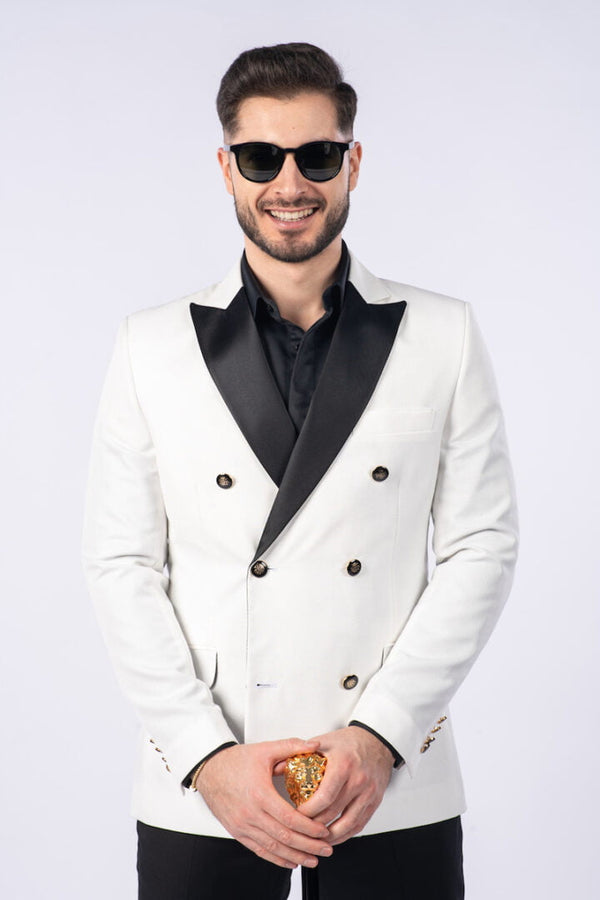 Costum Ceremonie - Alb Texturat Format din 2 Piese