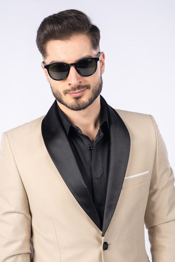 Costum Ceremonie - Bej Texturat Format din 2 Piese