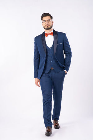 Costum Ceremonie - Albastru UNI Format din 3 Piese