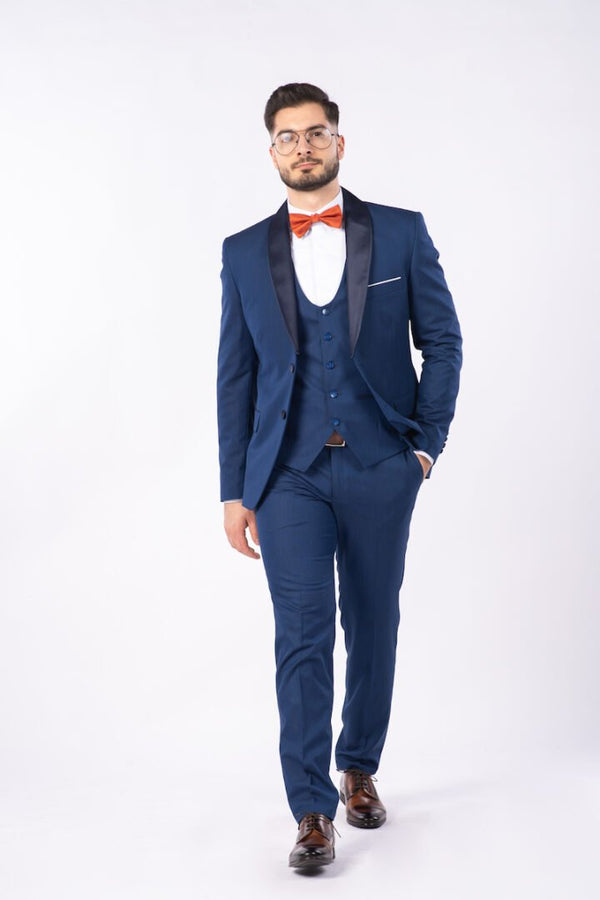 Costum Ceremonie - Albastru UNI Format din 3 Piese
