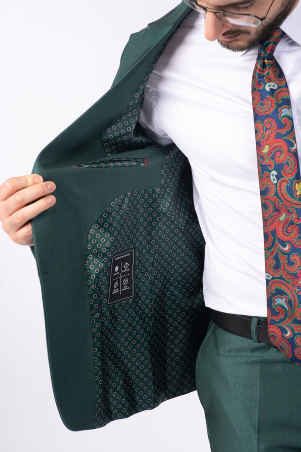 Costum Clasic Bărbați - Verde Sidef Texturat
