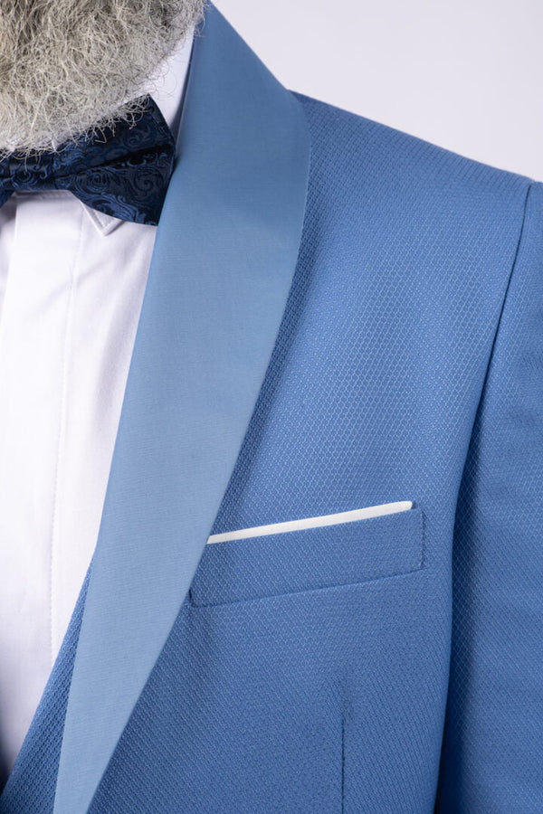 Costum Ceremonie - Bleu Ciel Texturat Format din 3 Piese
