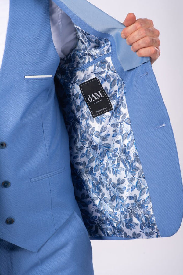 Costum Ceremonie - Bleu Ciel Texturat Format din 3 Piese