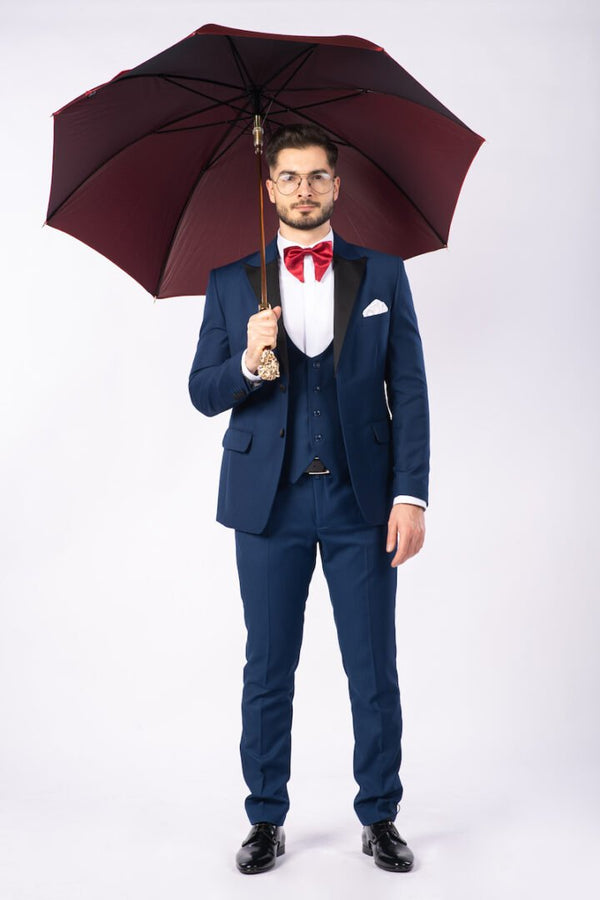 Costum Ceremonie - Albastru Închis UNI Format din 3 Piese