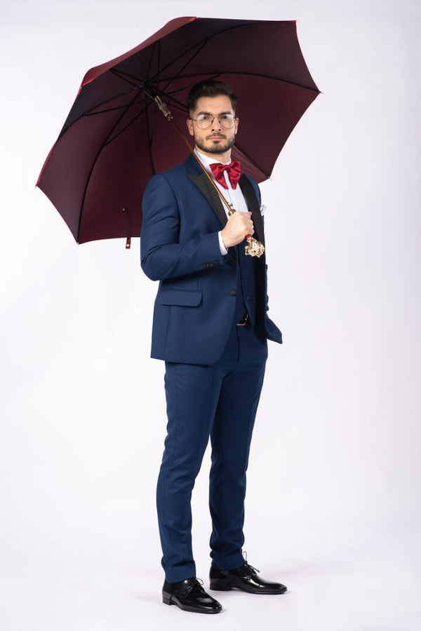 Costum Ceremonie - Albastru Închis UNI Format din 3 Piese
