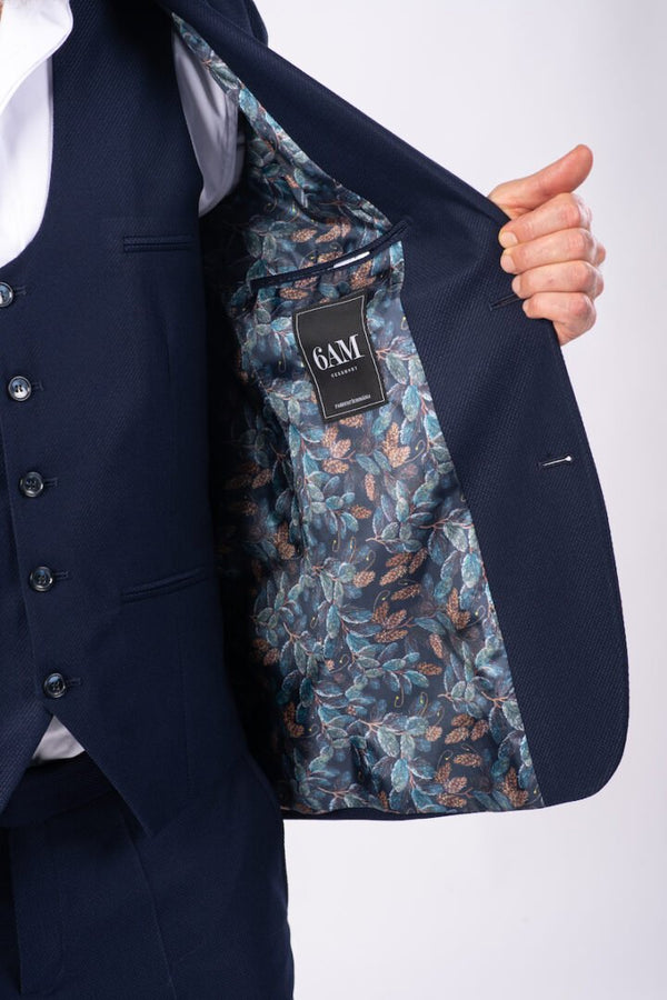 Costum Clasic Bărbați - Bleumarin Texturat Format din 3 Piese