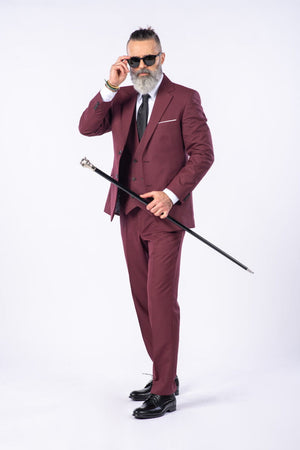 Costum Clasic Bărbați - Bordo UNI format din 3 Piese