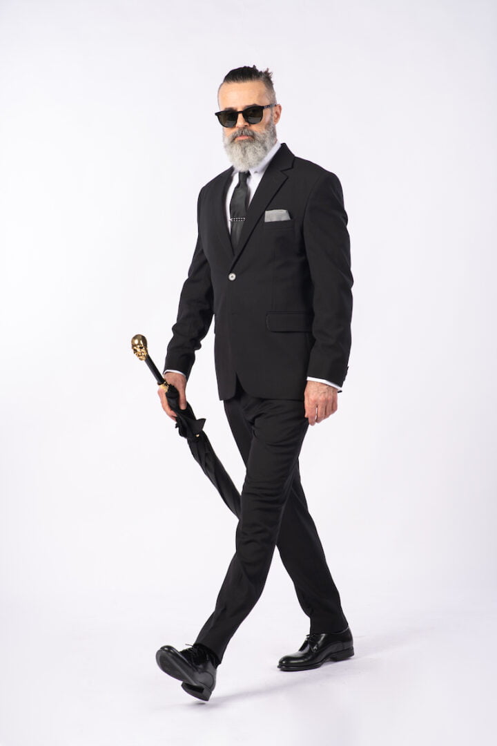 Costum Clasic Bărbați - Negru Texturat Format din 2 Piese