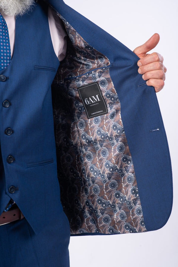 Costum Clasic Bărbați - Albastru UNI Format din 3 Piese