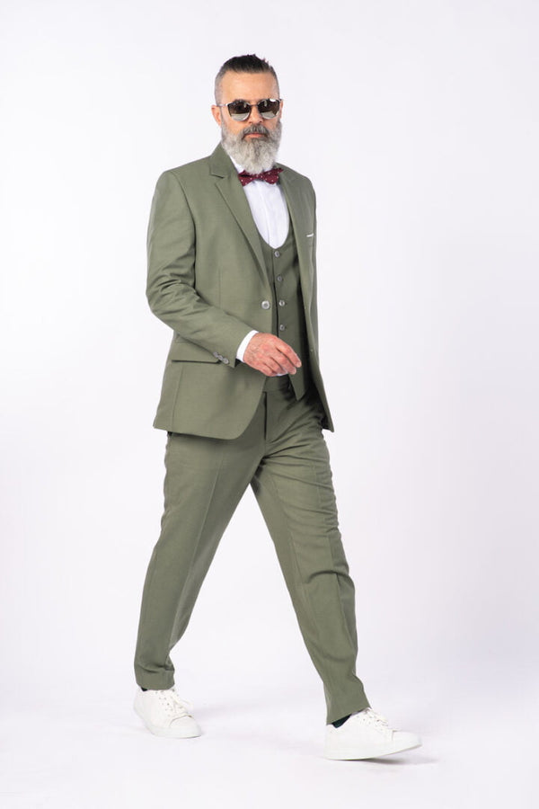Costum Clasic Bărbați - Verde Olive UNI Format din 3 Piese