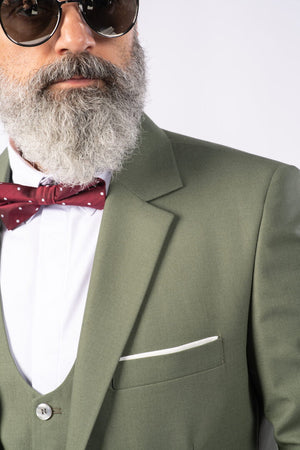 Costum Clasic Bărbați - Verde Olive UNI Format din 3 Piese