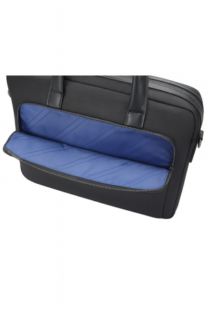 Geantă neagră pentru laptop din piele și material textil