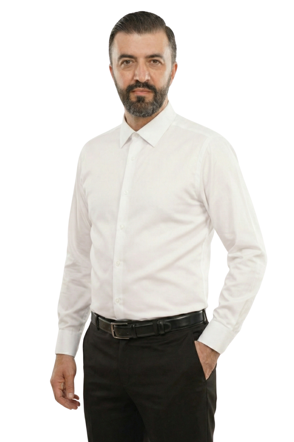 Cămașă Bărbați Albă Easy Iron – Bumbac Superfin