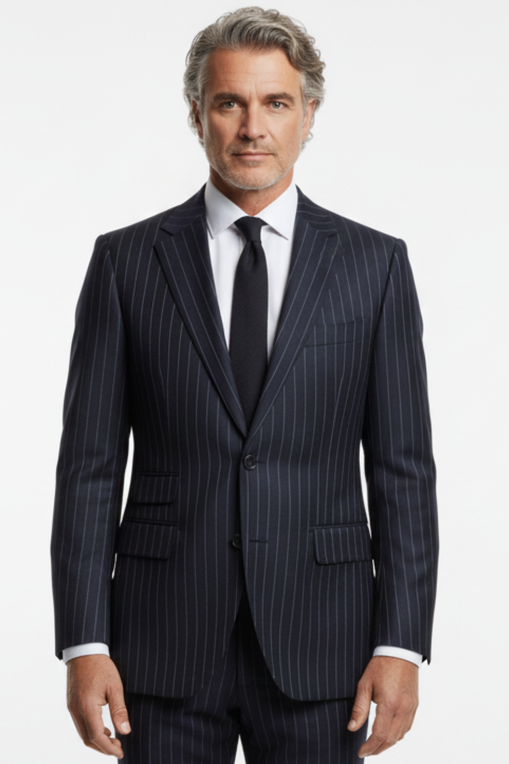 Costum Clasic Bleumarin cu Dungi 6AM308