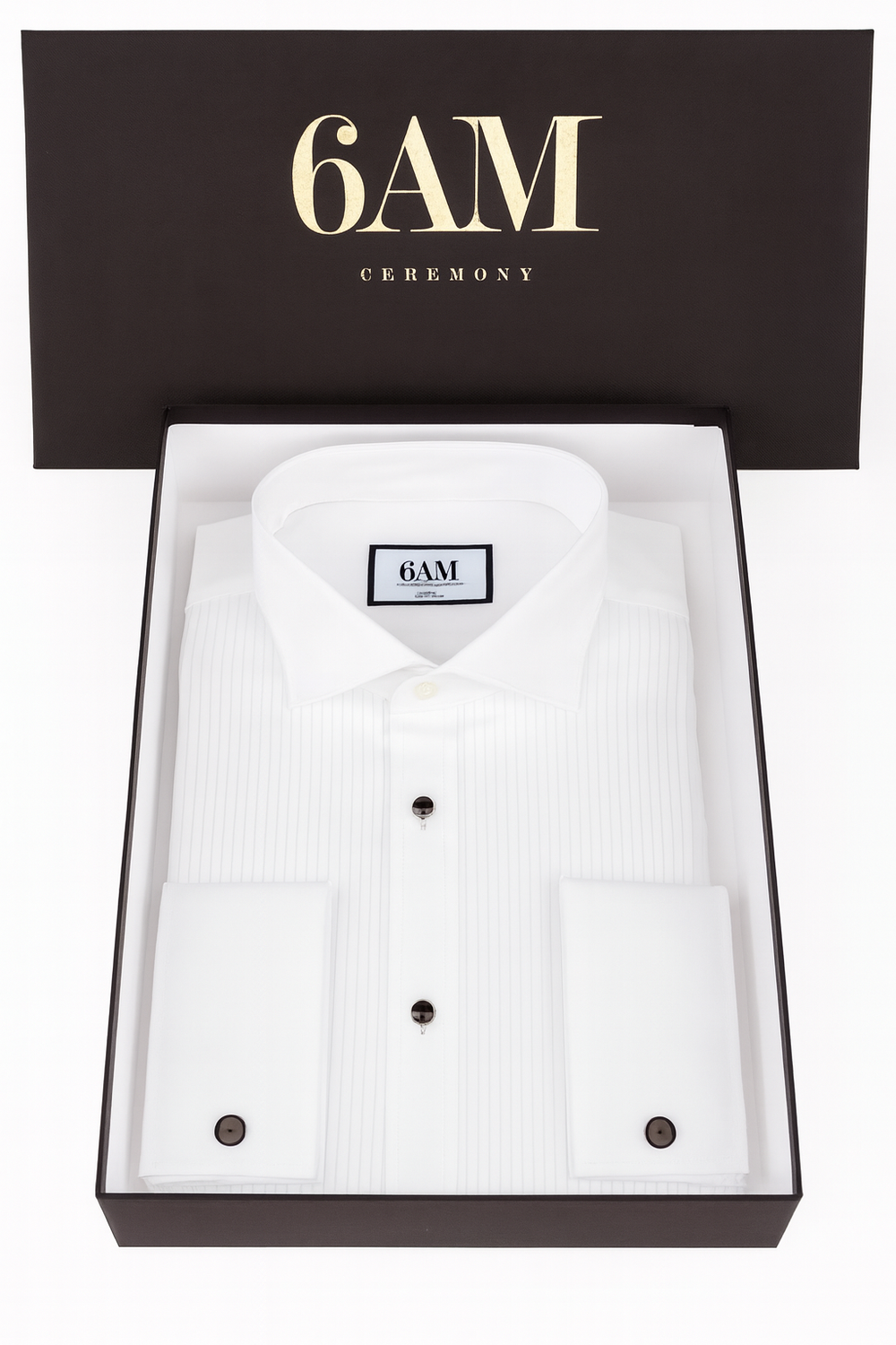 Cămașă Bărbați White Tie cu Guler Rândunică și Plastron 6AM