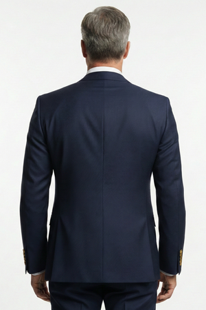 Costum la Două Rânduri de Nasturi - Bleumarin Texturat 6AM103R