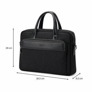 Geantă neagră pentru laptop din piele și material textil