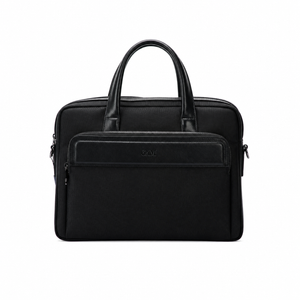 Geantă neagră pentru laptop din piele și material textil