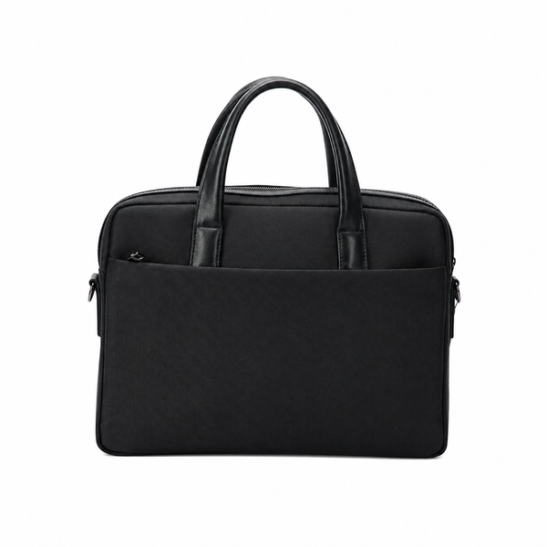 Geantă neagră pentru laptop din piele și material textil